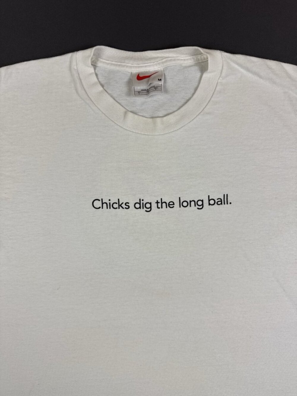 Rare Vintage 90s NIke Swoosh Chicks Dig The Long Ball Baseball Kiss Mark Medium